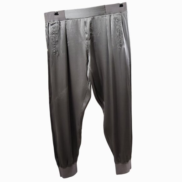 ATM Anthony Thomas Mellilo Silk Joggers Pants L Gray FLAW - Picture 1 of 10